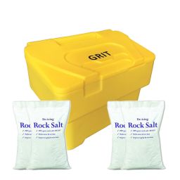 3.5 Cu Ft Grit Bin with 4x 25 kg Bags of White Rock Salt