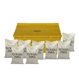 7 Cu Ft Grit Bin with 8x 25 kg Bags of White Rock Salt